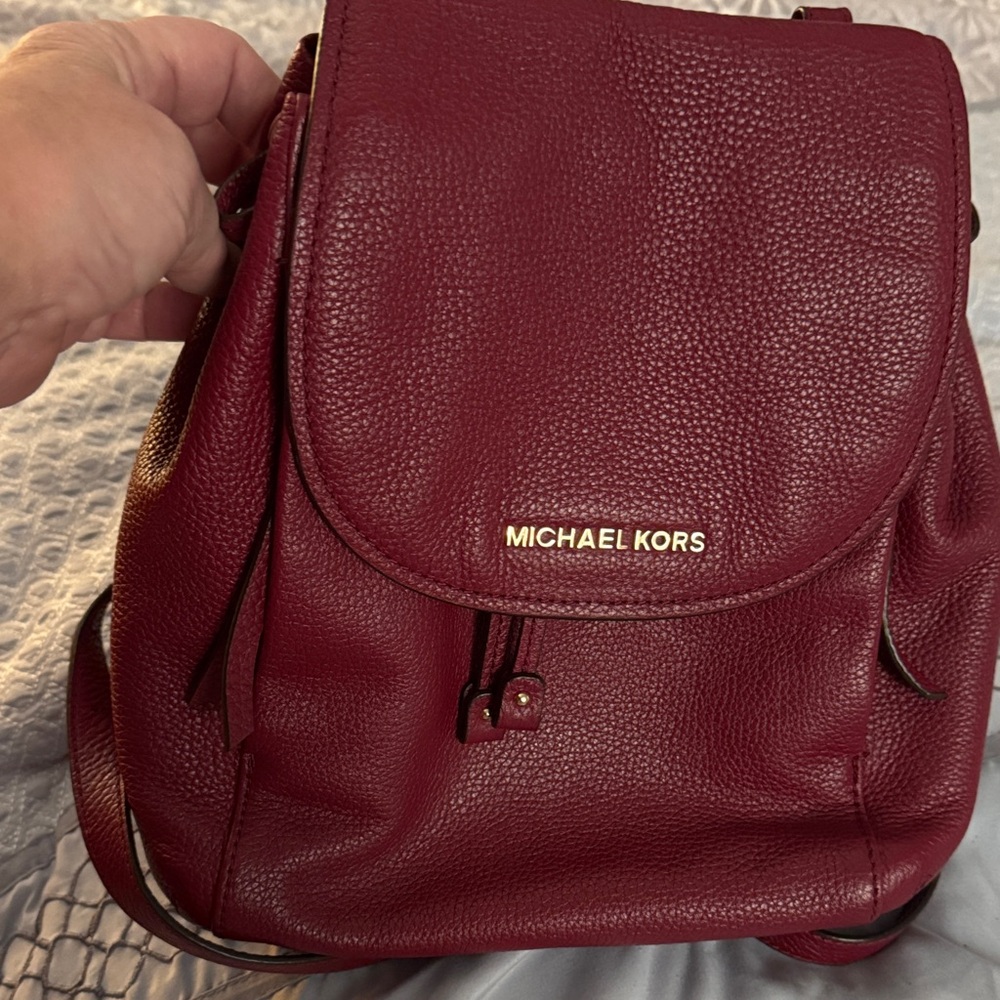 Michael Kors Burgundy Leather Backpack
